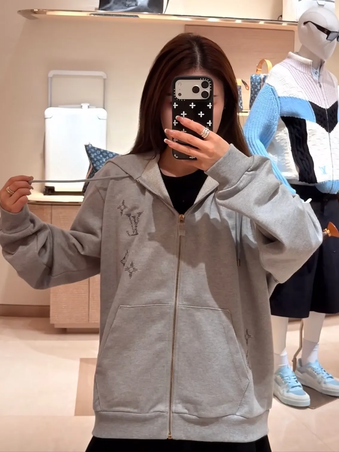 Louis Vuitton/Louis Vuitton sketch embroidered zipper hooded sweatshirt jacket